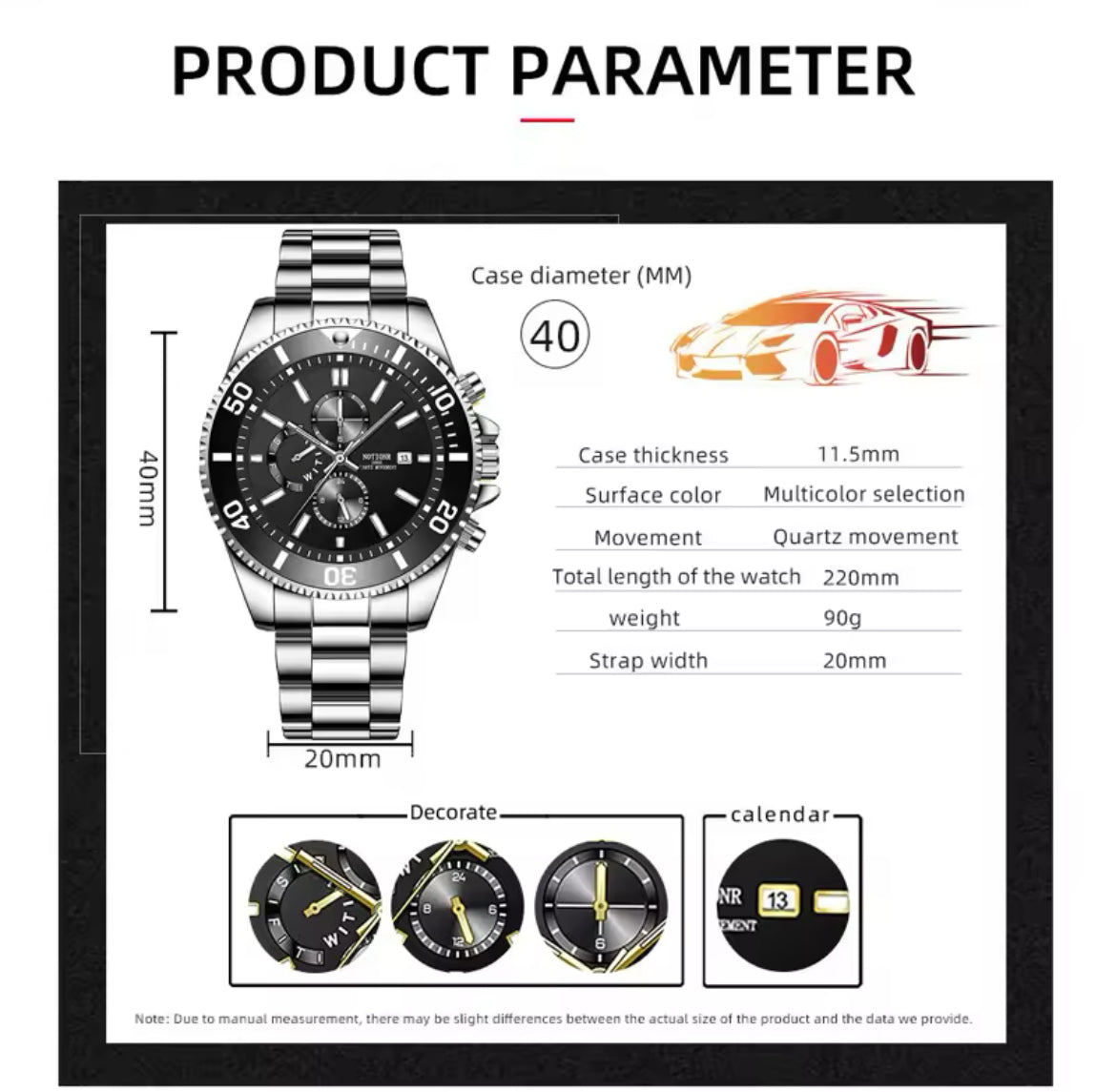 Luxury Men's Business Watches Men Silver Stainless Steel Quartz Watch Male