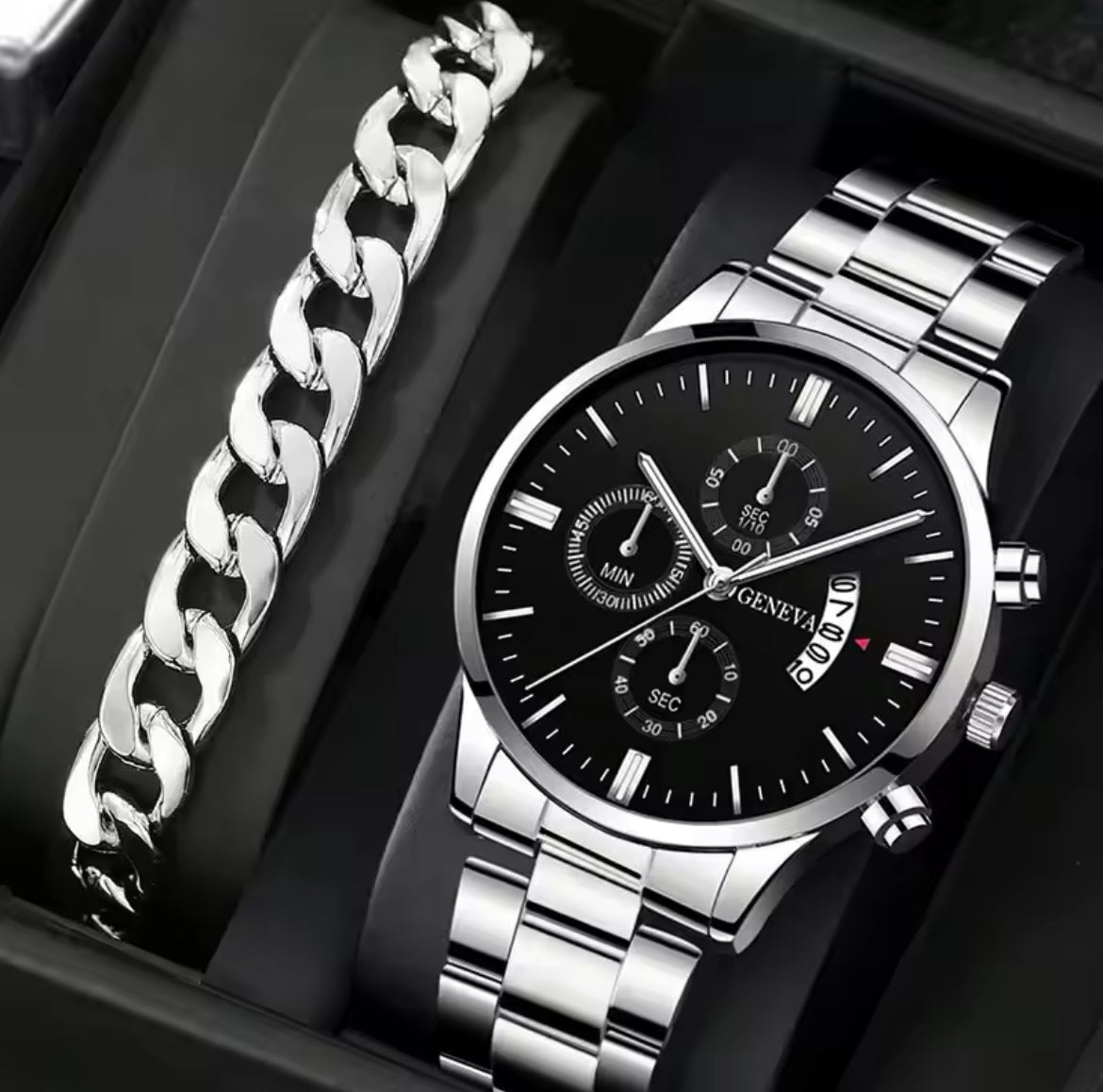 GENEVA Fashion Men Stainless Steel Watch Luxury