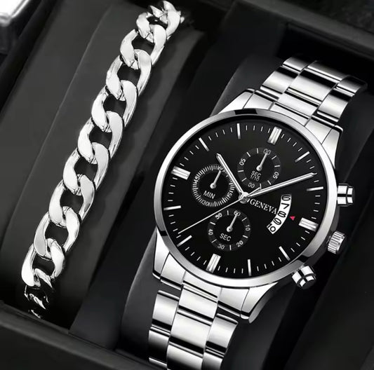 GENEVA Fashion Men Stainless Steel Watch Luxury